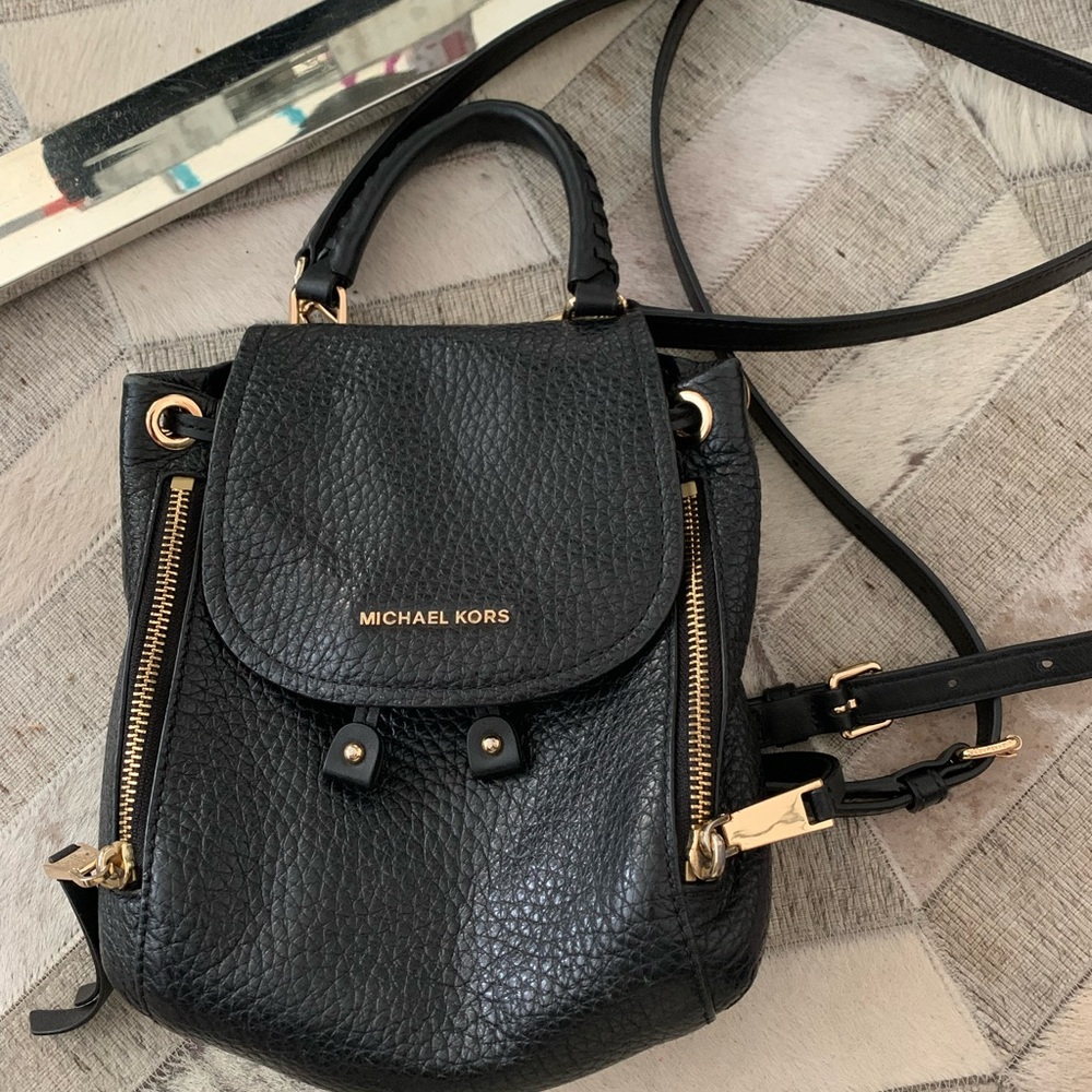 Michael Kors Black Pebbled Leather Backpack
